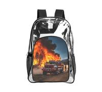 HUIopq Mochila transparente con estampado de llamas de bombero, para adultos, ligera, impermeable, bolsa de viaje transparente