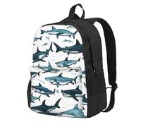 HUIopq Mochila unisex con estampado de tiburón con varios gestos, gran capacidad, para viajes, trabajo, aventura al aire libre