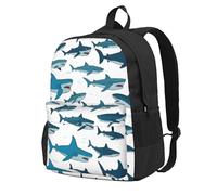 HUIopq Mochila unisex con estampado de tiburón con varios gestos, gran capacidad, para viajes, trabajo, aventura al aire libre