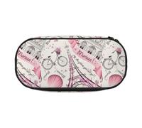HUIopq Romántico estuche versátil con estampado de mariposas de París de gran capacidad, para escuela, oficina, maquillaje, accesorios de viaje, Black, Talla única, Organizador de bolsas