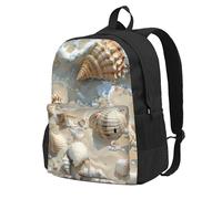 HUIopq Seashells - Mochila unisex con estampado de arena de gran capacidad, mochila de viaje para viajes, trabajo, aventura al aire libre