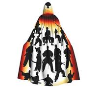 HUIopq Silhouettes Of Martial Print - Capa unisex con capucha para cosplay, carnaval, festival al aire libre, suministros para fiestas temáticas
