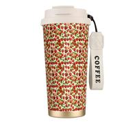 HUIopq Taza de viaje de acero inoxidable con estampado de fresas para casa, oficina, camping, senderismo, al aire libre, café y té