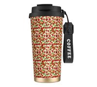 HUIopq Taza de viaje de acero inoxidable con estampado de fresas para casa, oficina, camping, senderismo, al aire libre, café y té