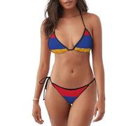 HUIopq Traje de baño de dos piezas con estampado de bandera de Armenia para mujer, para playa, piscina, verano, aventura, resistente al agua, Negro, L