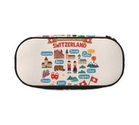 HUIopq Welcome to Switzerland Travel Print - Estuche versátil para lápices, escuela, oficina, maquillaje, accesorios de viaje, Black, Talla única, Organizador de bolsas