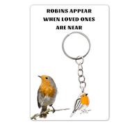 Huipalon Robin Memorial Gifts - Llavero con petirrojos que aparecen cuando los seres queridos están cerca, tarjeta de condolencias, regalo para mujeres, duelo y recuerdo por la pérdida de mamá, papá