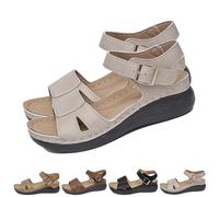 HUIQINGLI 2025 New Summer Women's Orthopedic Open Toe Sandals with Arch Support, Comfortable Orthopedic Sandals For Women (Beige,42)