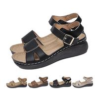 HUIQINGLI 2025 New Summer Women's Orthopedic Open Toe Sandals with Arch Support, Comfortable Orthopedic Sandals For Women (Black,42)
