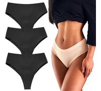 HUIQINGLI Aura Invisible Camel Toe Thong, Camel Toe Underwear For Women, High Waisted Seamless Thongs, No Show Underwear For Women (B-3pcs,L)