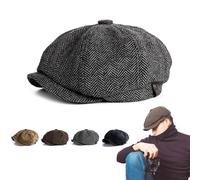 HUIQINGLI Gorras de Boina Gorra Octogonal de Vendedor de periódicos, Sombreros de Boina de Pintor Vintage, Gorras Planas para Hombre Tamaño Ajustable (Talla única,Gris Oscuro)