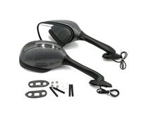 HUISI Ajuste universal for GSXR1000 K6 K7 K8 K9 Sv650 Sv650s Sv1000s Sv1000, espejo retrovisor de motocicleta, lámpara de luz de señal de aleación de aluminio.(Smoke B)