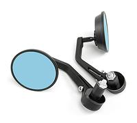 HUISI Espejos laterales de 7/8" (22 mm) for extremos de manillar, retrovisores universales, compatibles con Yamaha y Ducati, con motivos negros.(Aluminum)