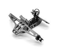 HUISI Soporte de matrícula CNC plegable for motocicleta con luz intermitente compatible con Ducati Monster 400, 620, 695, 696, 796, 821, 1100 y 1200.(GRAY)