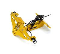 HUISI Soporte de matrícula CNC plegable for motocicleta con luz intermitente compatible con Ducati Monster 400, 620, 695, 696, 796, 821, 1100 y 1200.(Gold)