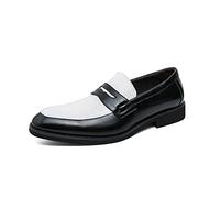 HuitJours Mocasines de vestir para hombre, de dos tonos, sin cordones, informales, náuticos, mocasines, A- negro blanco, 41.5 EU