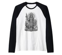 Huitzilopochtli Azteca Sun War God Sacred Line Art Camiseta Manga Raglan