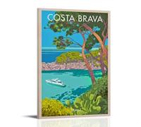 HUIWREYWQRO Póster de Costa Brava para sala de estar, dormitorio, decoración de pared, lienzo de 20 x 30 cm, estilo marco
