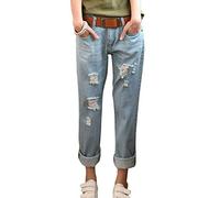 Huixin Pantalones Vaqueros Recortados Sueltos para Mujer Pantalones Pantalones Vaqueros Stretch De Mezclilla Destruir Pantalones Bolsillos Delanteros Pantalones De Mezclilla Al Aire Libre