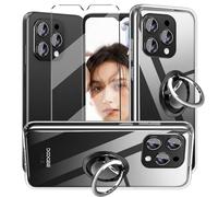 HuiYouMY Funda con Cristal Templado 1Pcs con 1Pcs Ring, Protectora Capa Compatible with DOOGEE N55 Pro / N55 / N55 Plus Antigolpes Fundas Carcasa para DOOGEE N55 Pro Silicona Funda de Móvil Clear