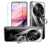 HuiYouMY Funda con Cristal Templado 1Pcs con 1Pcs Ring, Protectora Capa Compatible with ZTE Blade A75 5G Antigolpes Fundas Carcasa Compatible with ZTE Blade A75 5G Silicona Funda de Móvil Clear