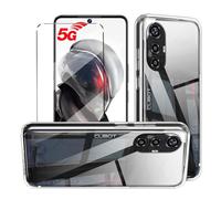 HuiYouMY Funda con Cristal Templado 1Pcs Protectora Capa Compatible with CUBOT MAX 5 Antigolpes Fundas Carcasa Compatible with CUBOT MAX 5 Silicona Funda de Móvil Cristal antirotura Clear