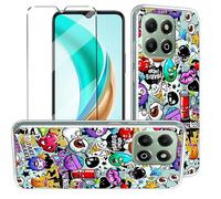 HuiYouMY Funda con Cristal Templado 1Pcs Protectora Capa Compatible with Honor X6B Antigolpes Fundas Carcasa Compatible with Honor X6B Silicona Funda de Móvil Cristal antirotura XS40