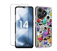 HuiYouMY Funda con Cristal Templado 1Pcs Protectora Capa Compatible with Ulefone Note 19 Antigolpes Fundas Carcasa Compatible with Ulefone Note 19 Silicona Funda de Móvil Cristal antirotura XS40