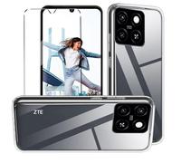 HuiYouMY Funda con Cristal Templado 1Pcs Protectora Capa Compatible with ZTE Blade A55 Antigolpes Fundas Carcasa Compatible with ZTE Blade A55 Silicona Funda de Móvil Cristal antirotura Clear