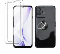 HuiYouMY Funda con Cristal Templado 2Pcs con 1Pcs Ring, Protectora Capa Compatible with CUBOT Note 50 Antigolpes Fundas Carcasa Compatible with CUBOT Note 50 Silicona Funda de Móvil Black