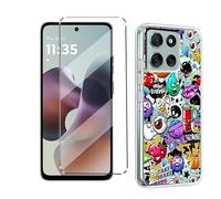 HuiYouMY Funda con Cristal Templado Protectora Capa Compatible with Motorola Moto G56 Antigolpes Fundas Carcasa Compatible with Motorola Moto G56 Silicona Funda de Móvil Cristal antirotura -XS40