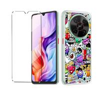 HuiYouMY Funda con Cristal Templado Protectora Capa Compatible with ZTE Blade V70 MAX Antigolpes Fundas Carcasa Compatible with ZTE Blade V70 MAX Silicona Funda de Móvil Cristal antirotura -XS40