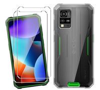 HuiYouMY Funda para Blackview BV4800 Pro/BV4800 SE/BV4800 (6.56") con 2 Piezas Cristal Templado Protector de Pantalla, Transparente Silicona Case, Fuerte protección de Suave TPU Carcasa - Clear