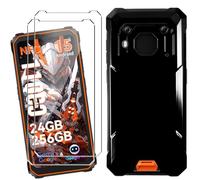 HuiYouMY Funda para Blackview BV6200/BV6200 Pro/BV6200 Plus (6.56") con 2 Piezas Cristal Templado Protector de Pantalla, Black Silicona Case Fuerte protección de Suave TPU Funda Carcasa - Negro