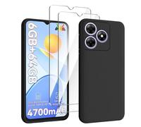 HuiYouMY Funda para Blackview Wave 8C/Wave 8/Oscal Flat 2/Oscal Flat 2C con 2 Piezas Cristal Templado Protector de Pantalla, Black Silicona Case Fuerte protección de Suave TPU Funda Carcasa - Negro