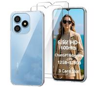 HuiYouMY Funda para Blackview Wave 9C (6.56") con 2 Piezas Cristal Templado Protector de Pantalla, Transparente Silicona Case, Fuerte protección de Suave TPU Carcasa - Clear