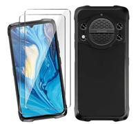 HuiYouMY Funda para Cubot Kingkong Power 3 (6.72") con 2 Piezas Cristal Templado Protector de Pantalla, Black Silicona Case Fuerte protección de Suave TPU Funda Carcasa - Negro