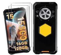 HuiYouMY Funda para Cubot Kingkong Power 5 (6.88") con 2 Piezas Cristal Templado Protector de Pantalla, Black Silicona Case Fuerte protección de Suave TPU Funda Carcasa - Negro