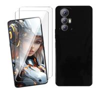 HuiYouMY Funda para Cubot MAX 5 (6.95") con 2 Piezas Cristal Templado Protector de Pantalla, Black Silicona Case Fuerte protección de Suave TPU Funda Carcasa - Negro