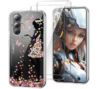 HuiYouMY Funda para Cubot MAX 5 (6.95") con 2 Piezas Cristal Templado Protector de Pantalla, Transparente Silicona Case, Fuerte protección de Suave TPU Carcasa - WM49