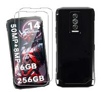 HuiYouMY Funda para Doogee Blade 10/10 Pro/10 Ultra (6.56") con 2 Piezas Cristal Templado Protector de Pantalla, Black Silicona Case Fuerte protección de Suave TPU Funda Carcasa - Negro