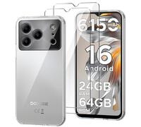 HuiYouMY Funda para Doogee Note 56/56 Pro/56 Plus (6.56") con 2 Piezas Cristal Templado Protector de Pantalla, Transparente Silicona Case, Fuerte protección de Suave TPU Carcasa - Clear