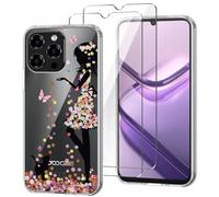 HuiYouMY Funda para Doogee Note 58/Note 58 Pro (6.75") con 2 Piezas Cristal Templado Protector de Pantalla, Transparente Silicona Case, Fuerte protección de Suave TPU Carcasa - WM49