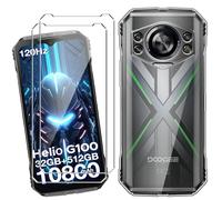 HuiYouMY Funda para Doogee S Cyber Pro (6.58") con 2 Piezas Cristal Templado Protector de Pantalla, Transparente Silicona Case, Fuerte protección de Suave TPU Carcasa - Clear