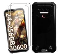 HuiYouMY Funda para Oukitel WP23/Oukitel WP23 Pro/Oukitel WP23 Plus con 2 Piezas Cristal Templado Protector de Pantalla, Black Silicona Case Fuerte protección de Suave TPU Funda Carcasa - Negro
