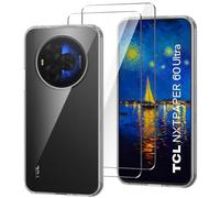 HuiYouMY Funda para TCL NxtPaper 60 Ultra 5G (7.2") con 2 Piezas Cristal Templado Protector de Pantalla, Transparente Silicona Case, Fuerte protección de Suave TPU Carcasa - Clear