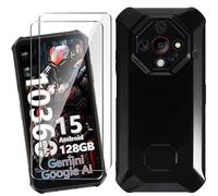 HuiYouMY Funda para Ulefone Armor X16 (5.56") con 2 Piezas Cristal Templado Protector de Pantalla, Black Silicona Case Fuerte protección de Suave TPU Funda Carcasa - Negro