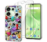 HuiYouMY Funda para Umidigi G9 5G/G9T/G9C/G9A (6.75") con 2 Piezas Cristal Templado Protector de Pantalla, Transparente Silicona Case, Fuerte protección de Suave TPU Carcasa - XS40