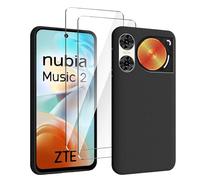 HuiYouMY Funda para ZTE Nubia Music 2 (6.7") con 2 Piezas Cristal Templado Protector de Pantalla, Black Silicona Case Fuerte protección de Suave TPU Funda Carcasa - Negro