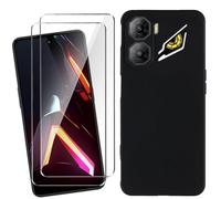 HuiYouMY Funda para ZTE Nubia Neo 3 5G (6.8") con 2 Piezas Cristal Templado Protector de Pantalla, Black Silicona Case Fuerte protección de Suave TPU Funda Carcasa - Negro